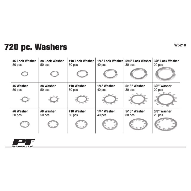 Performance Tool W5218 720pc Washer Assortment - Image 2